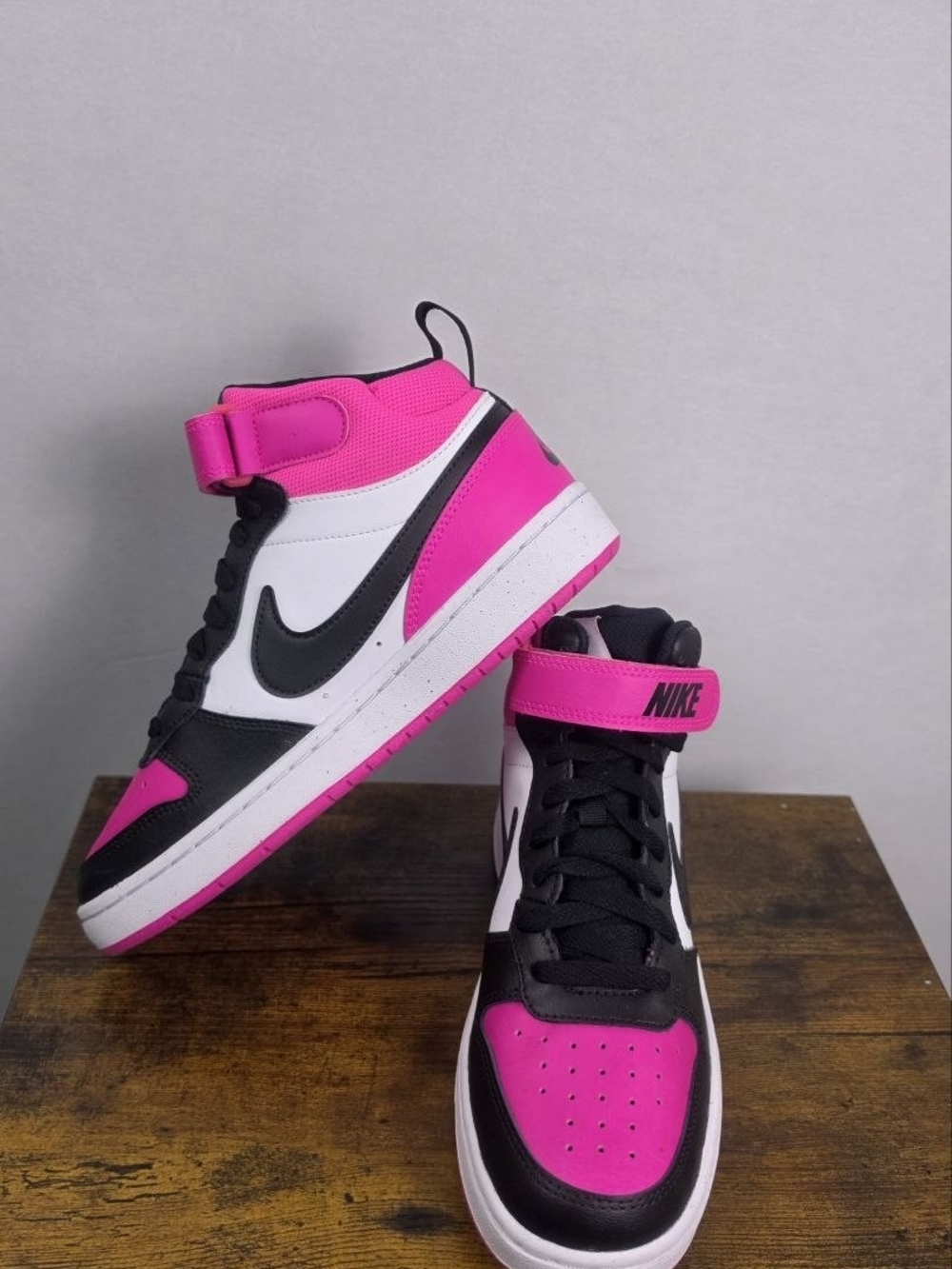 Nike Pink Black White High-Top Sneakers